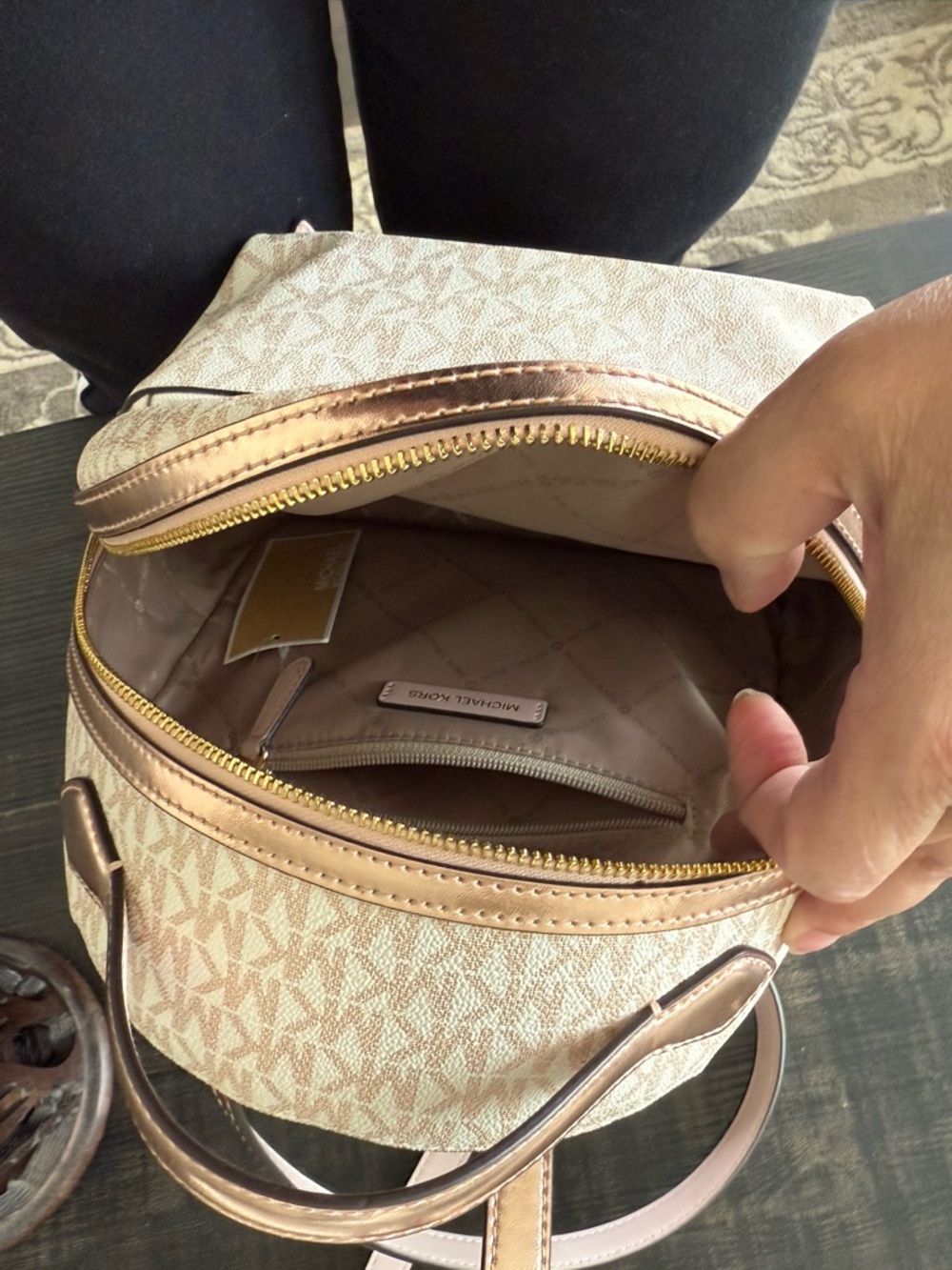 Michael Kors Blush and Cream Signature Dome Backpack - Picture 4 of 4